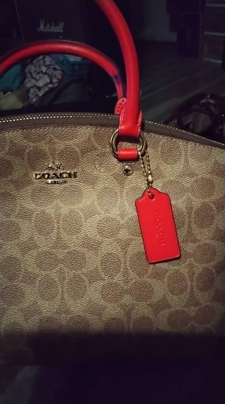 NWT~COACH Sadie Satchel Bag in Signature Canvas & Red Accents~$460 Retail~